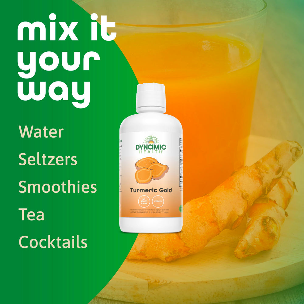 Dynamic Health Turmeric Gold ingredients panel notes wild-harvested root and nine grams turmeric