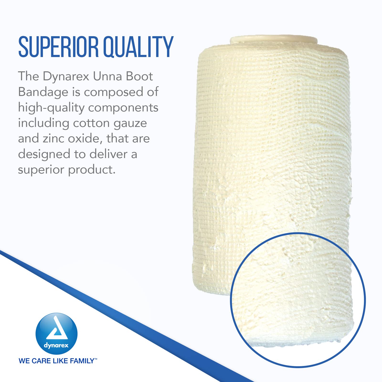 Dynarex 3453 Unna Boot cotton gauze provides breathable support