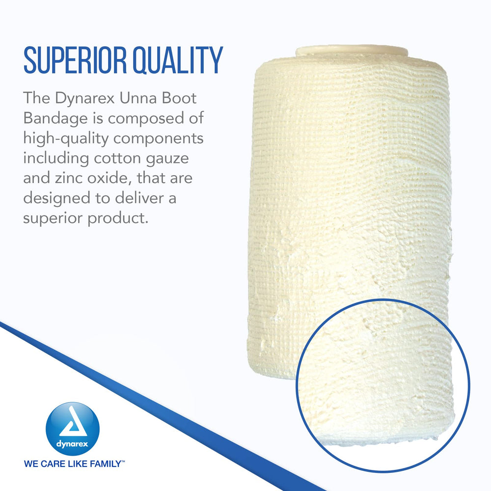 Dynarex 3453 Unna Boot cotton gauze provides breathable support