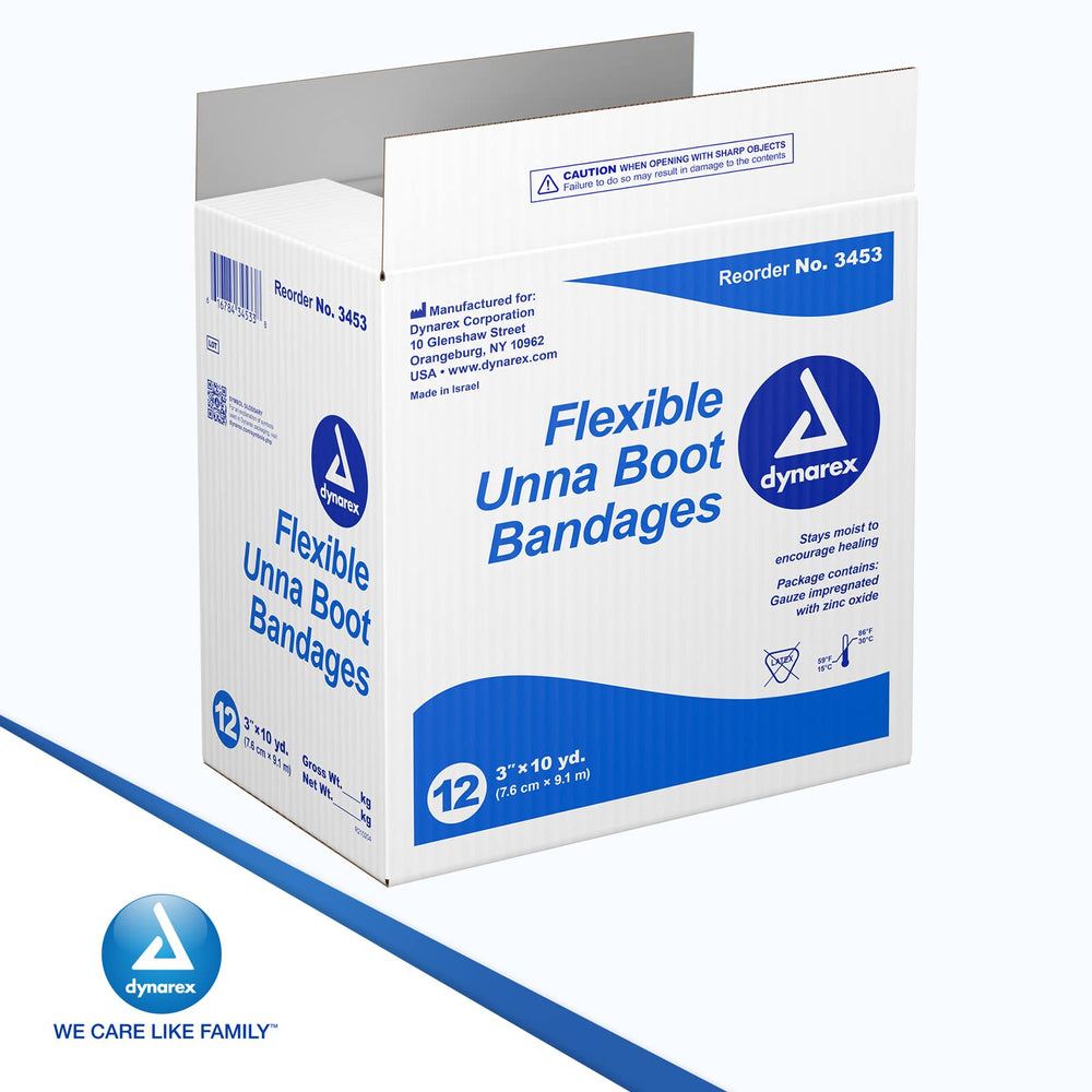 Dynarex 3453 Unna Boot bandage uses cotton gauze and zinc oxide