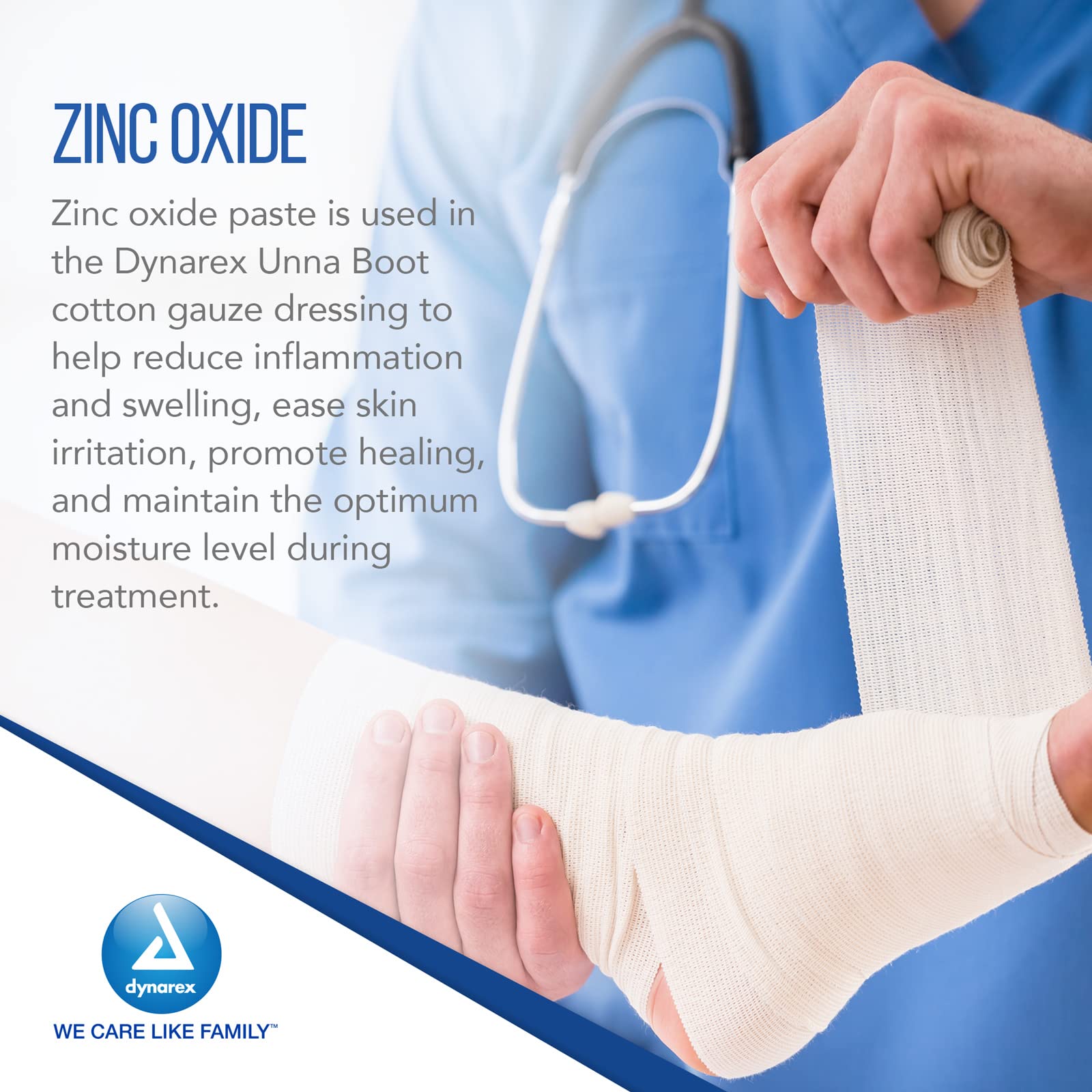 Elevated leg position shown to aid comfort during Unna Boot care.