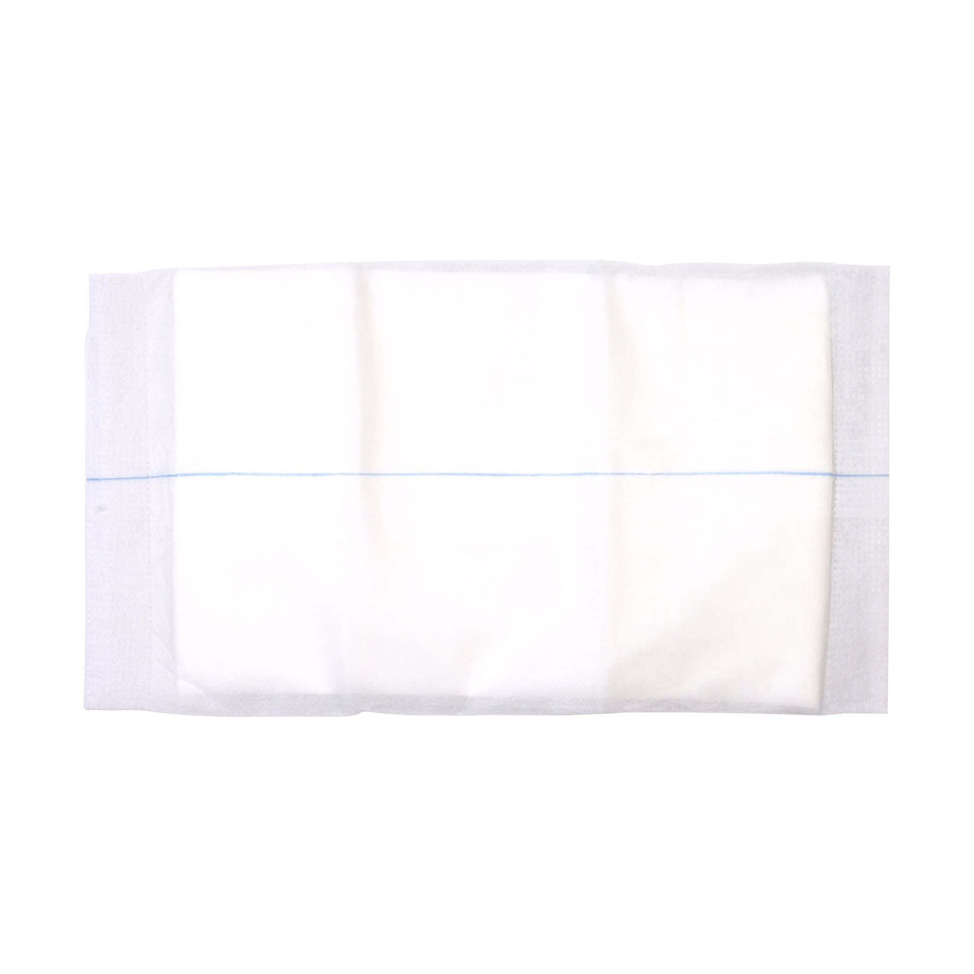 Dynarex Combine Pads sterile 5x9 close-up shows fluffy fill absorbing fluids for heavy draining wounds.