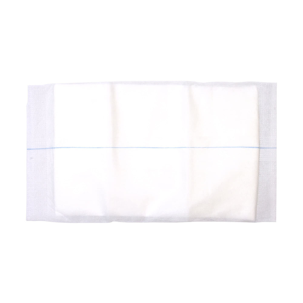 Dynarex Combine Pads sterile 5x9 close-up shows fluffy fill absorbing fluids for heavy draining wounds.