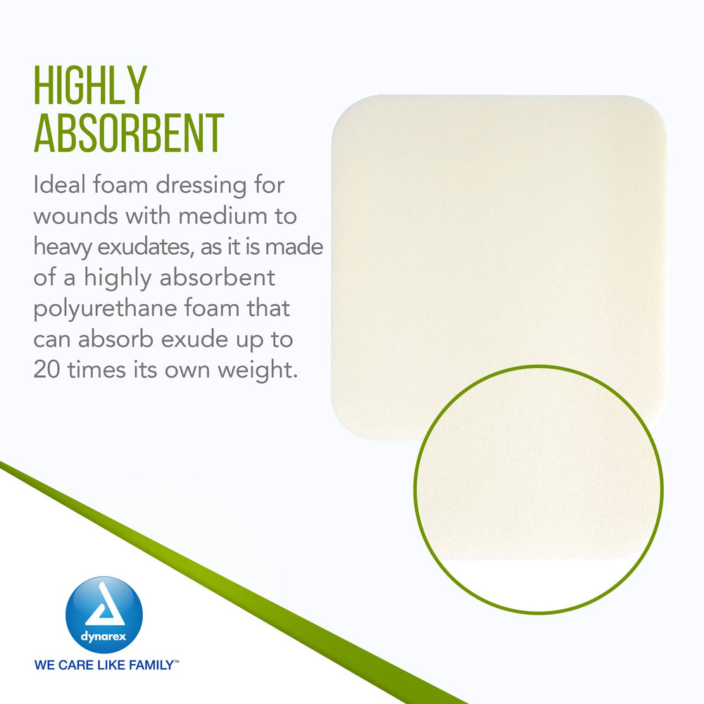 Dynarex CuraFoam 6x6 pack delivers versatile primary dressing for larger wounds.