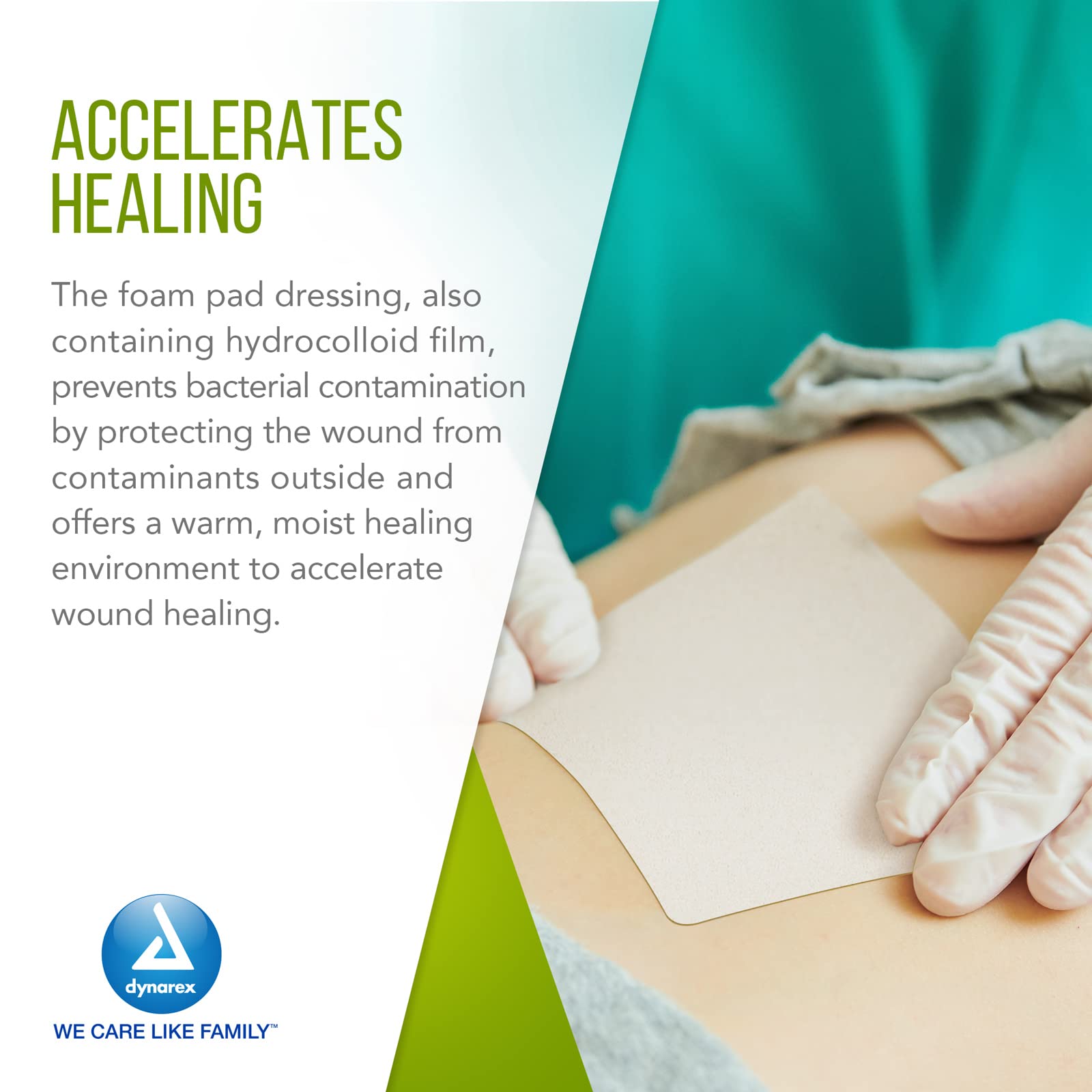 Dynarex CuraFoam foam pad close-up shows soft, porous structure for absorption.