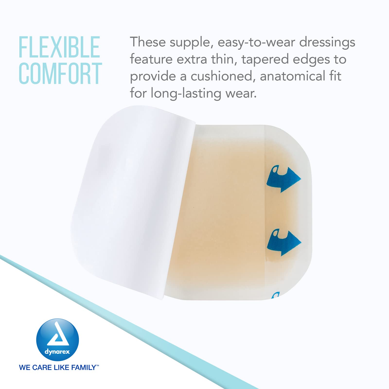 Cut-to-fit Dynarex dressing securing burns or dermatitis areas.