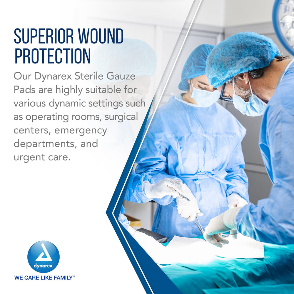 Dynarex gauze pad absorbs and cleans small blood drops during tube changes.