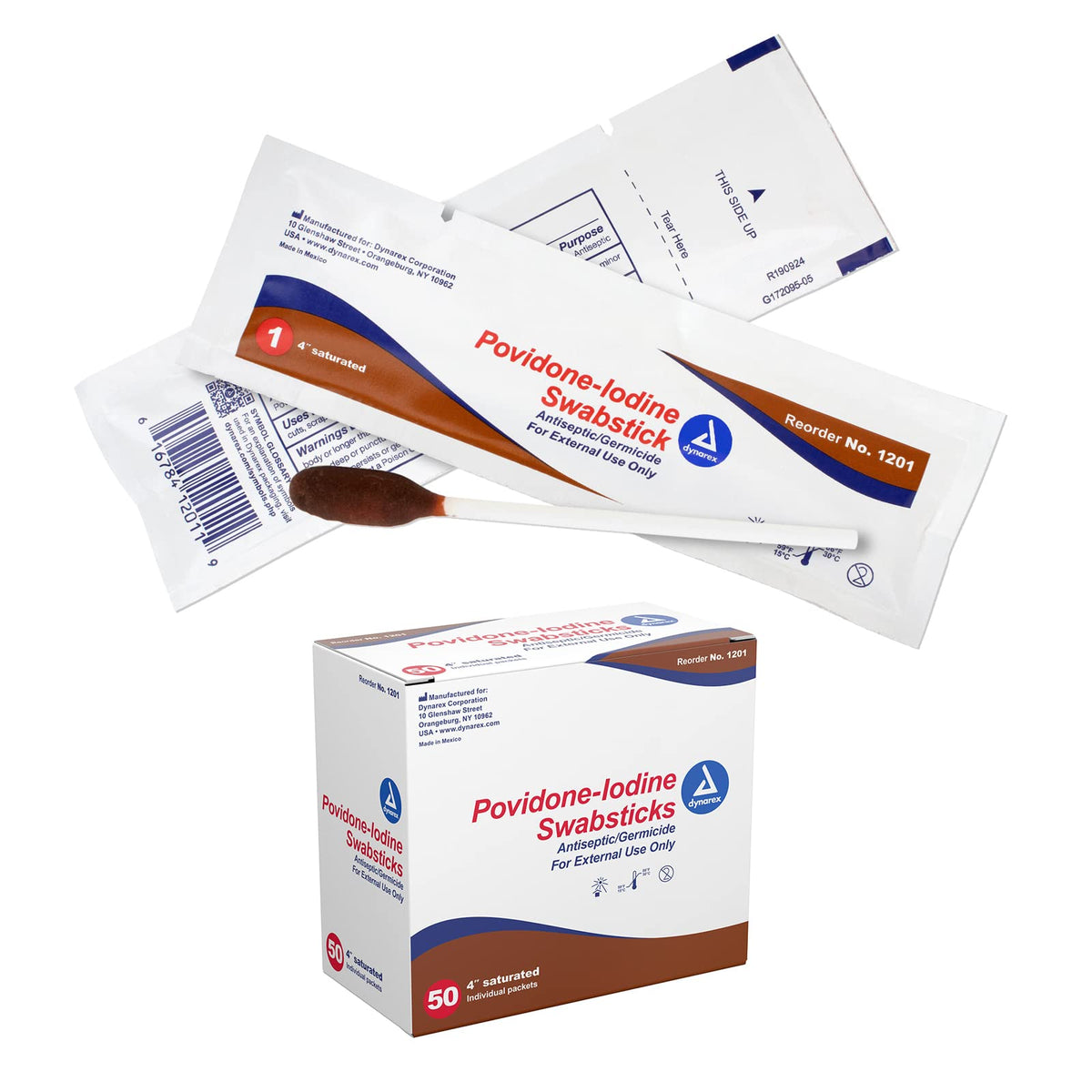 Dynarex MCK12012300, hisopo impregnado con punta esponjosa para preparación de piel.
