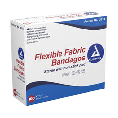 Dynarex latex-free adhesive fabric bandage contours to skin for comfortable wear.