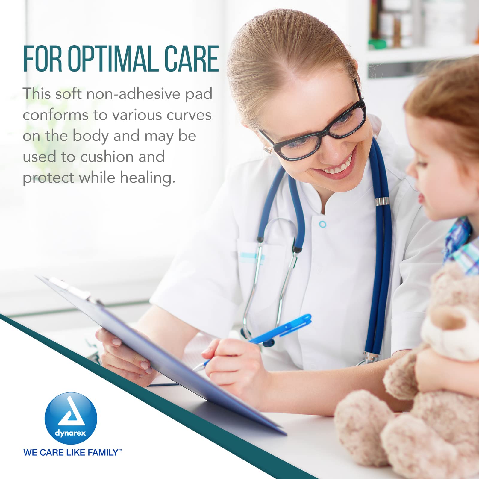 Dynarex non-adherent pad surface is non-stick for comfortable wound protection