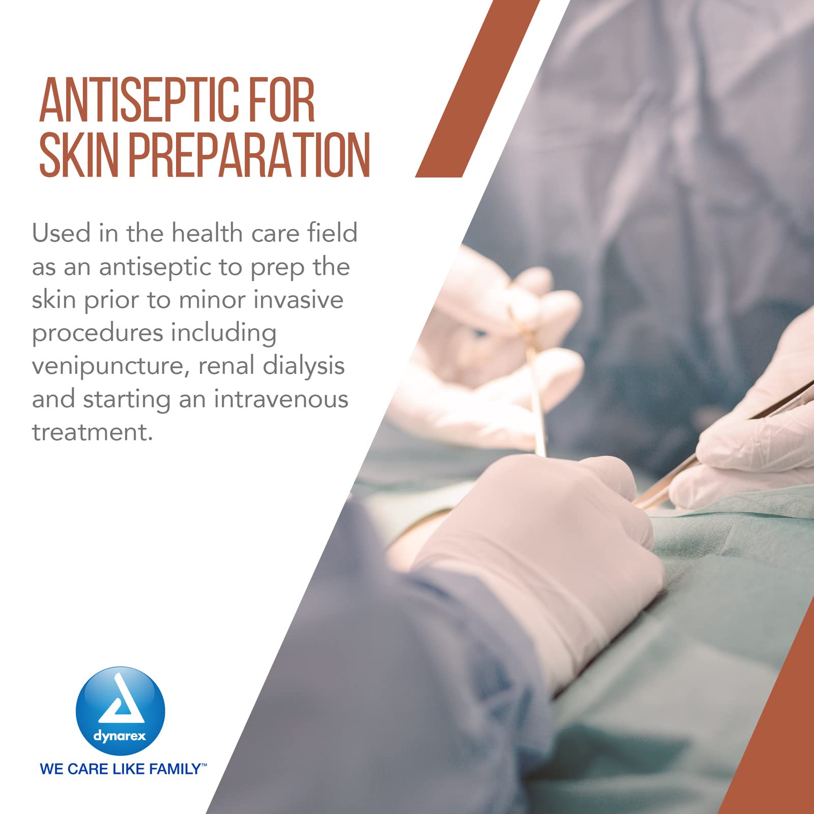 Dynarex Povidona-Yodo, etiqueta de uso multipropósito para entorno clínico y doméstico.