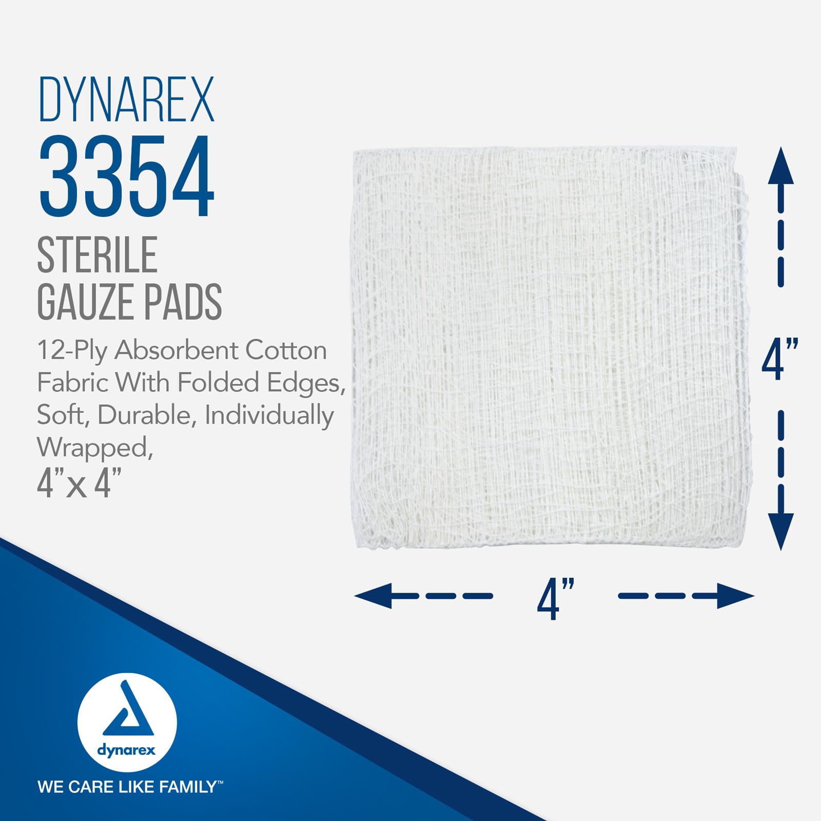 Dynarex sterile gauze pad 4x4 offers absorbent support for minor leaks.