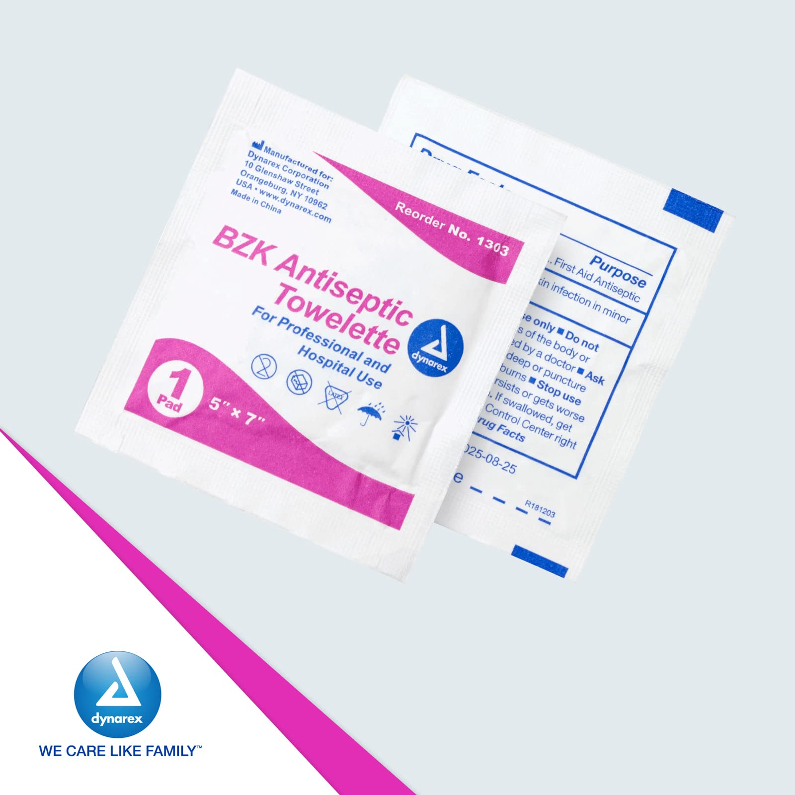 Dynarex BZK: toallitas antisepticas para limpieza suave sin alcohol