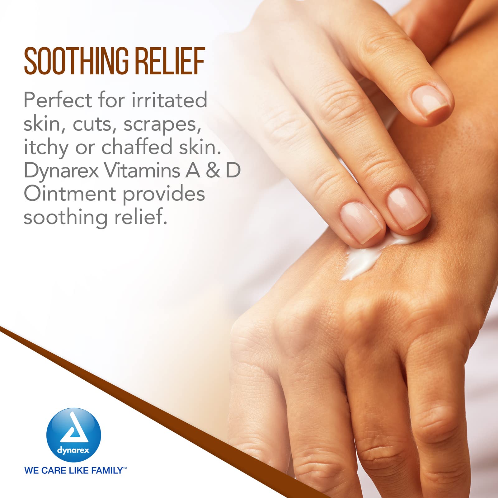 Diaper rash care with Dynarex Vitamins A and D Ointment on delicate skin.