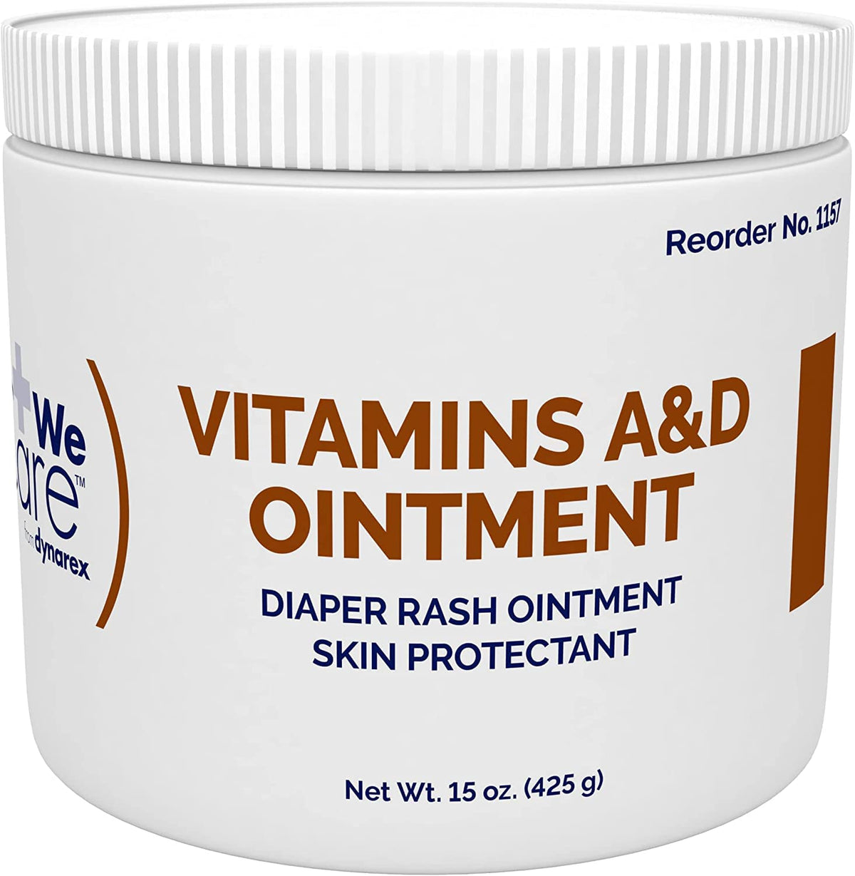 Dynarex Vitamins A & D Ointment jar front showing moisturizing relief for dry skin.