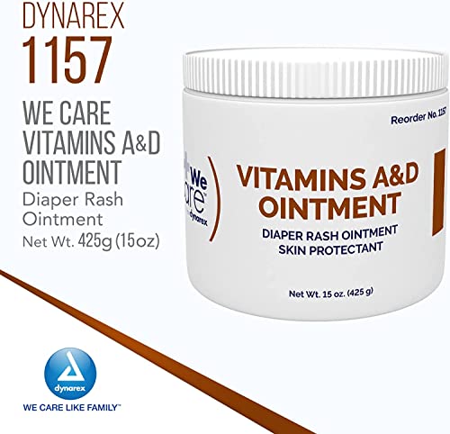 Top-down view of Dynarex Vitamins A & D Ointment jar for irritated skin relief.