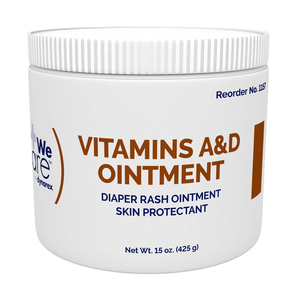 Dynarex Vitamins A and D ointment jar showing creamy moisturizing texture