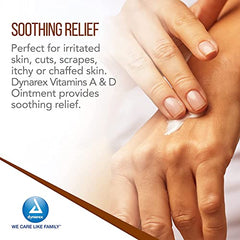 Dynarex Vitamins A & D Ointment on skin, ideal for diaper rash relief.