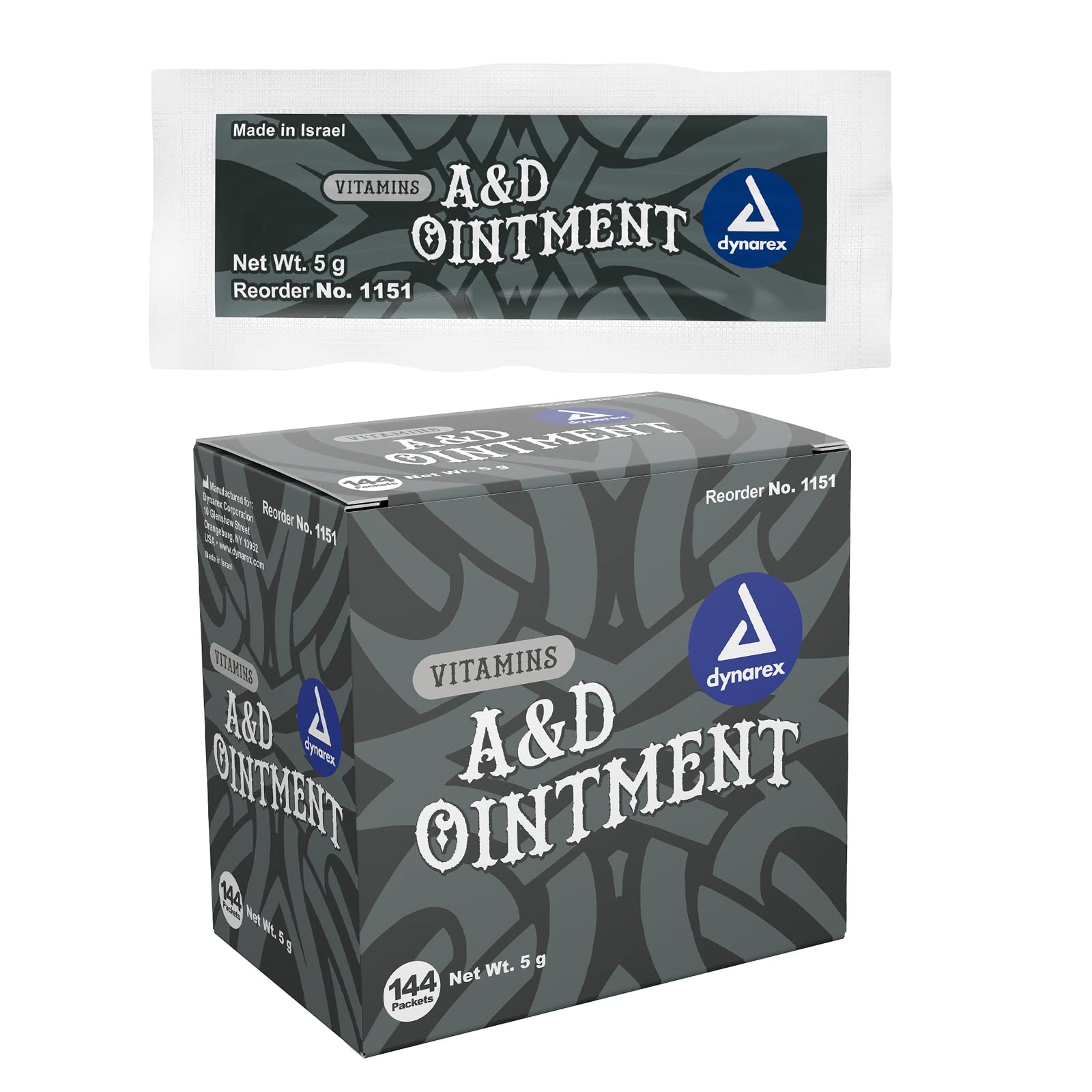 Dynarex Vitamins A&D Ointment 5g sachet for compact skin protection on the go.
