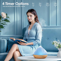 Dynooper diffuser in bedroom with 14-color LED ambient light setting