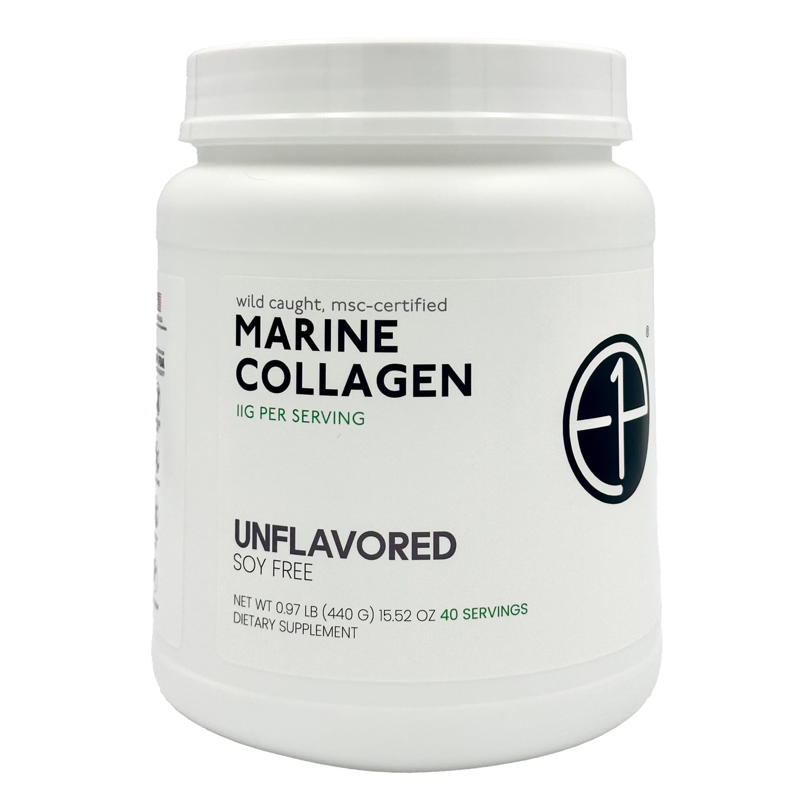 E1P Wild Catch Marine Collagen Powder tub, easy to mix into drinks for daily use.