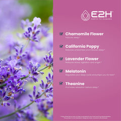 E2H Sleep Support chamomile and lavender scent for relaxation.