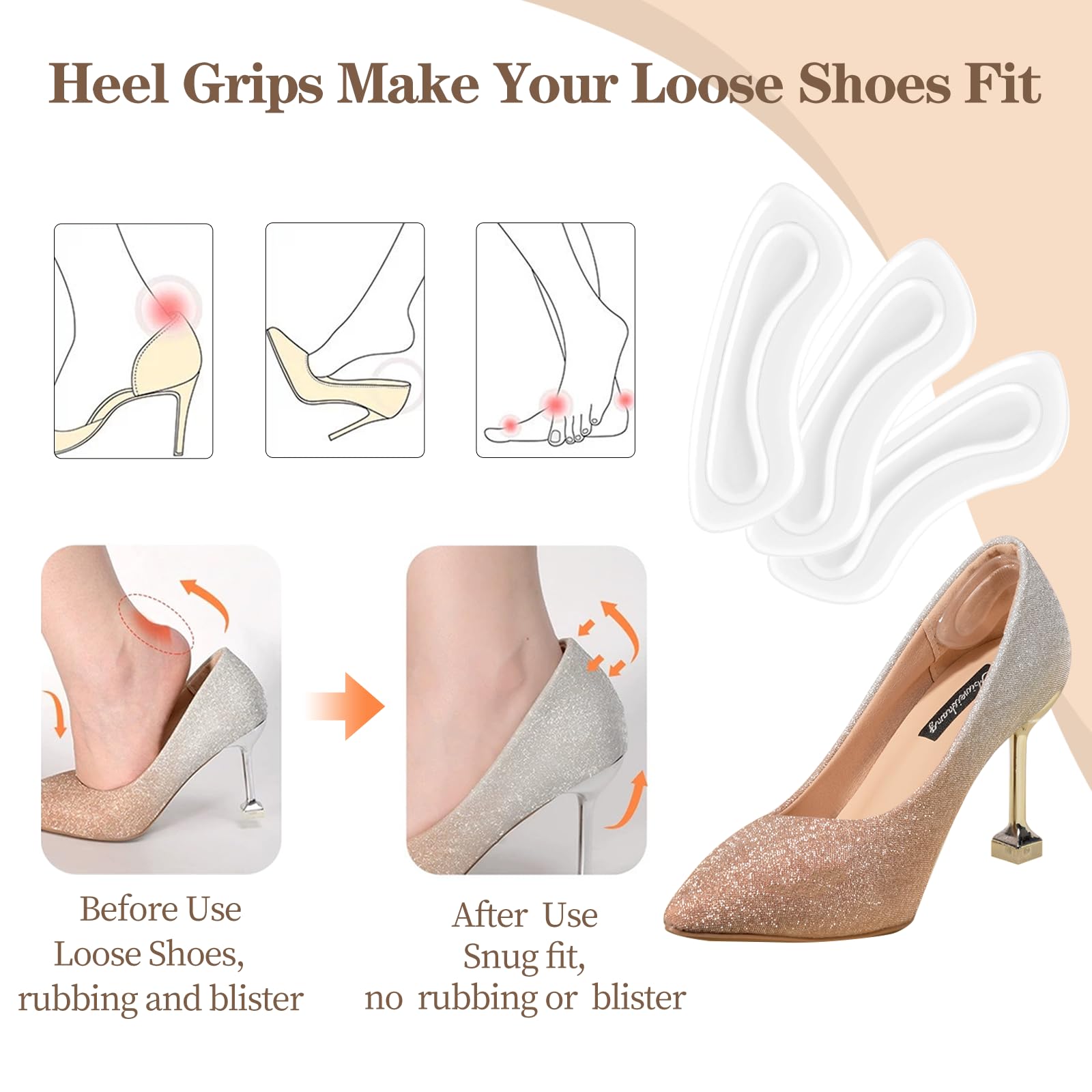 EACOZY adhesive-backed heel liners stay in place while you walk