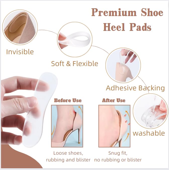 EACOZY back-of-heel pad in clear silicone offers subtle support