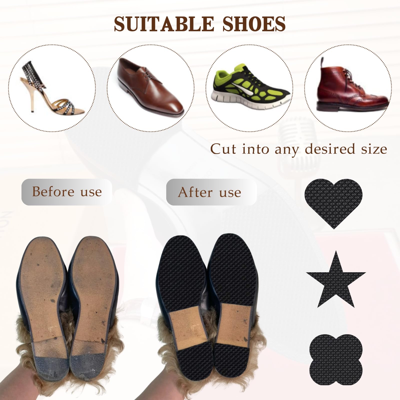 EACOZY boot sole repair application on various footwear.
