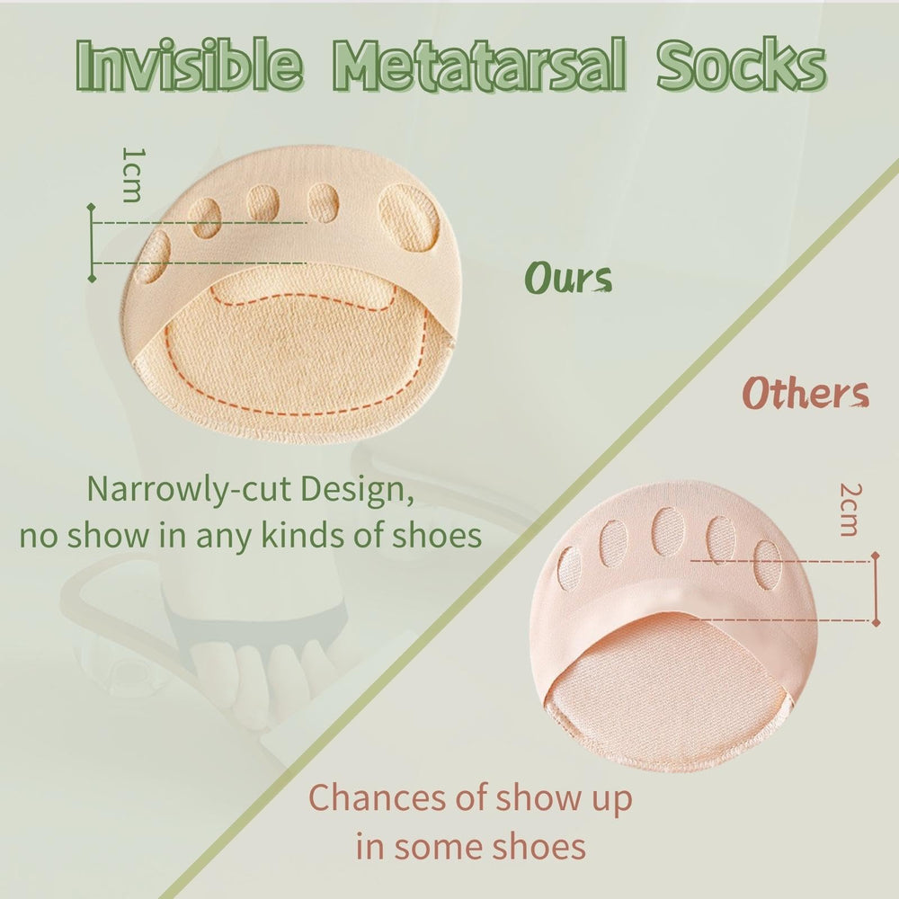 EACOZY forefoot socks no-show design stays hidden under heels and pumps for a clean look.