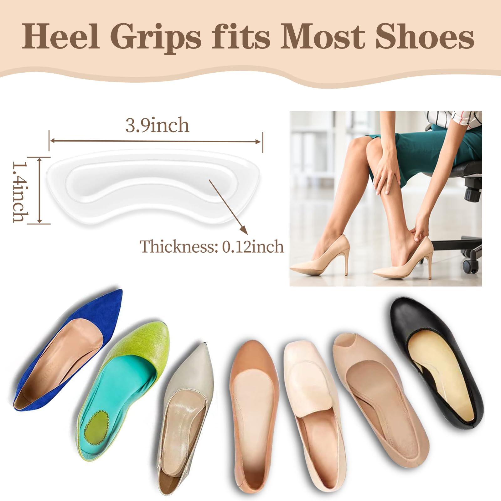 EACOZY heel pads for high heels prevent slipping and add support