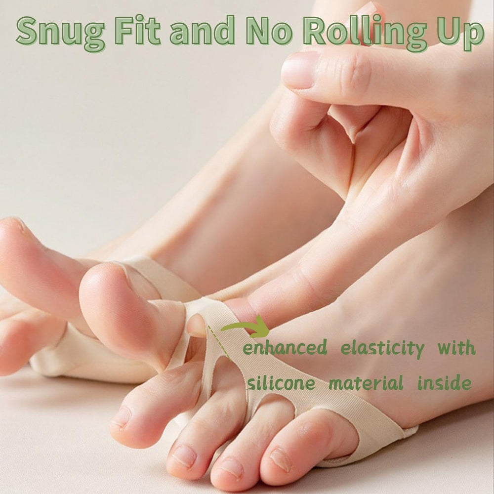 EACOZY silicone-edged forefoot socks provide a snug fit and prevent rolling up during workouts.