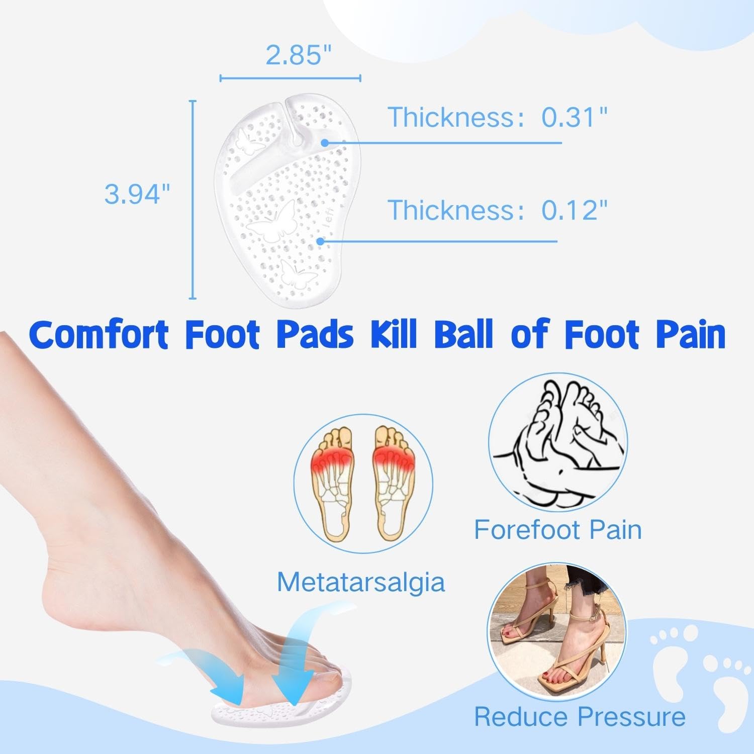 EACOZY pads adhere firmly without residue on footwear.
