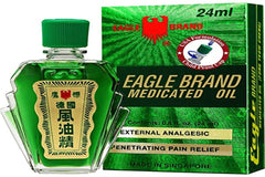 Eagle Brand Medicated Oil bottle pour demonstrates easy application for muscle and joint comfort