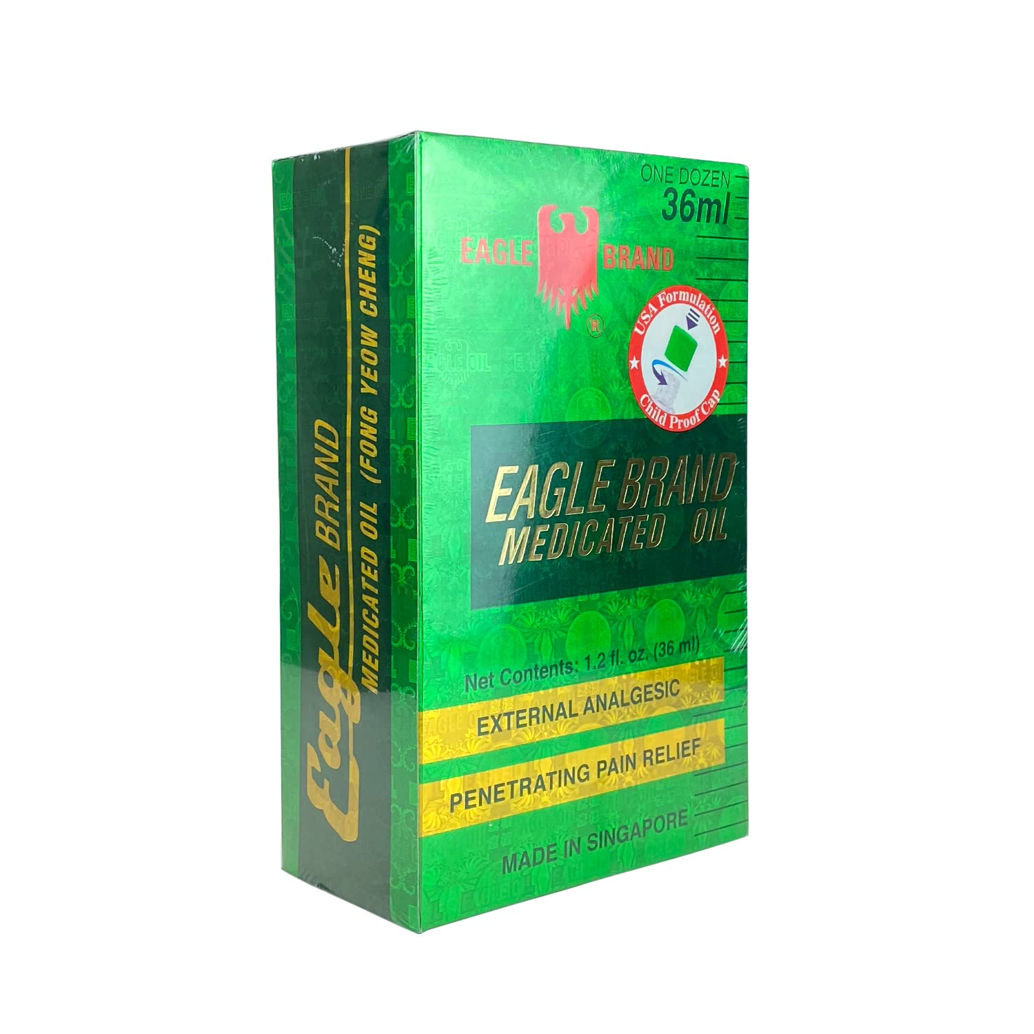 Eagle Brand medicated oil ingredients highlight natural essential oils.