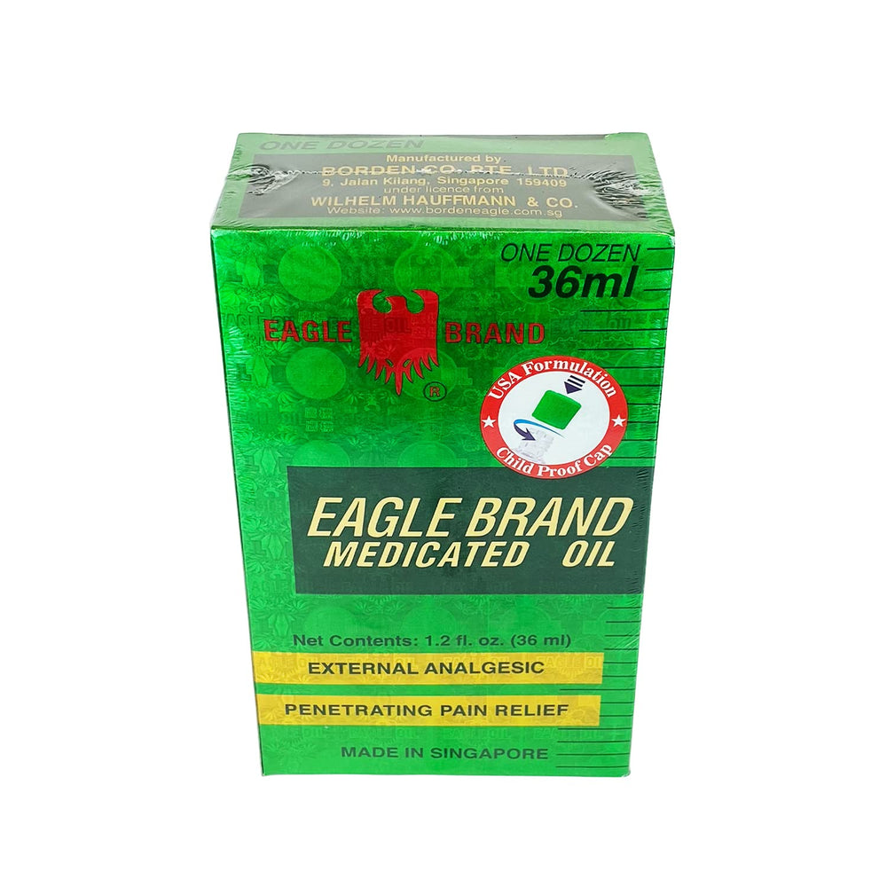Eagle Brand medicated oil six-pack packaging for on-the-go relief.