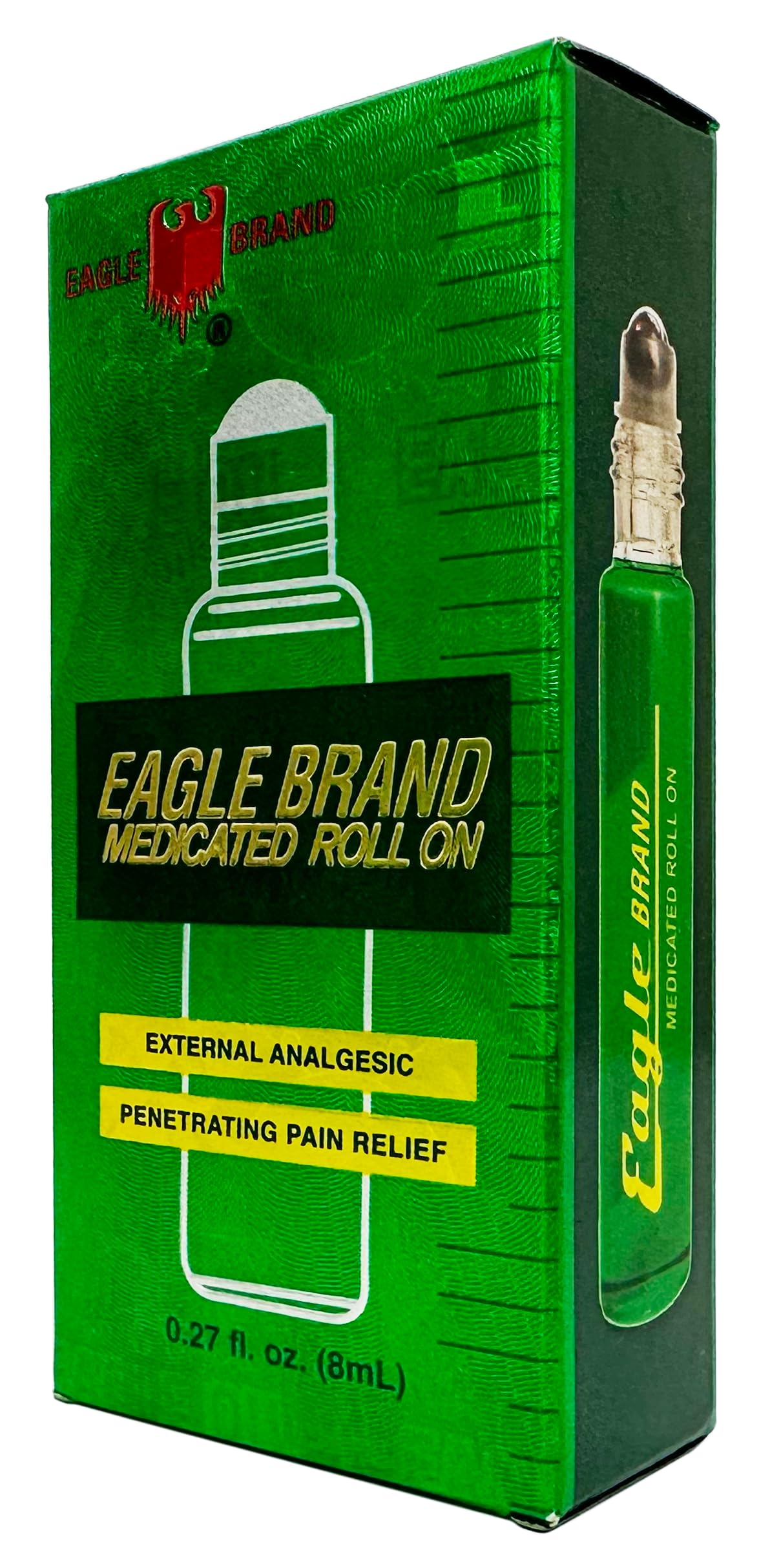 Eagle Brand Medicated Oil Roll-On in a gym bag, travel-ready relief.