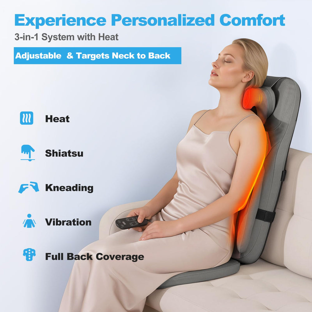 Eagye Shiatsu back massager delivers deep relaxation across the back.