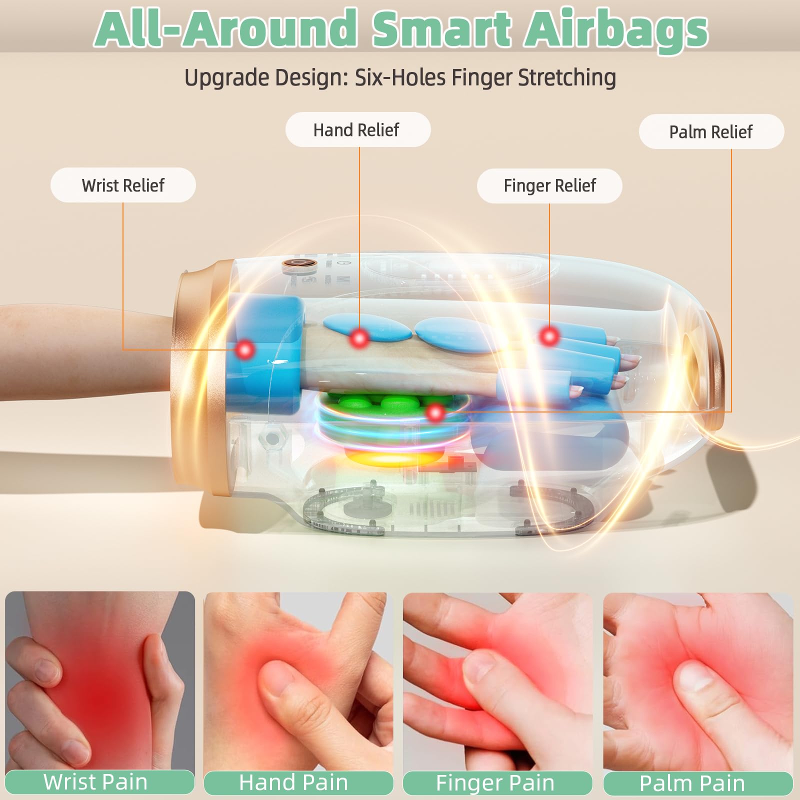 Ealken Hand Massager with six intensity levels for precise comfort