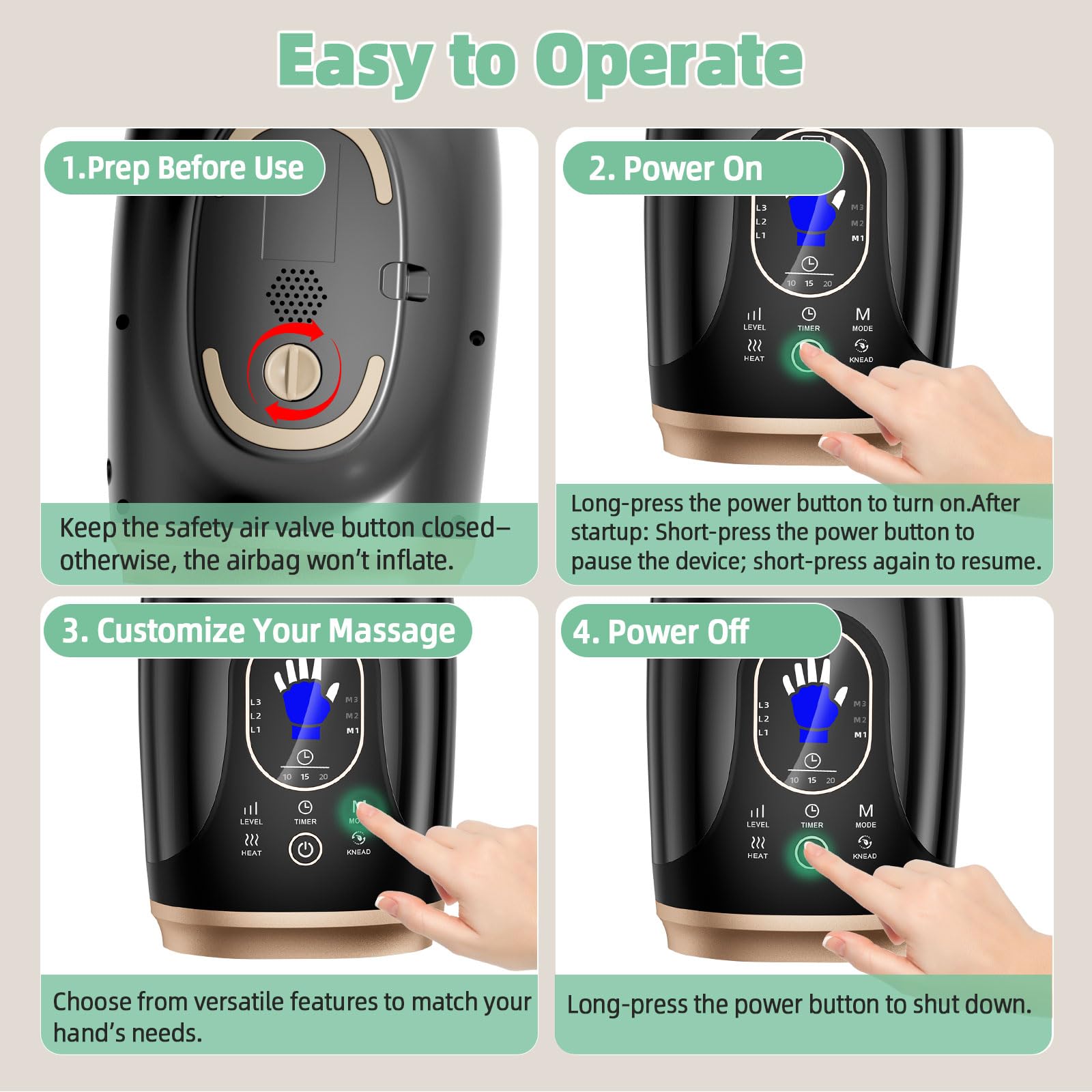 Ealken Hand Massager Type-C charging for quick power