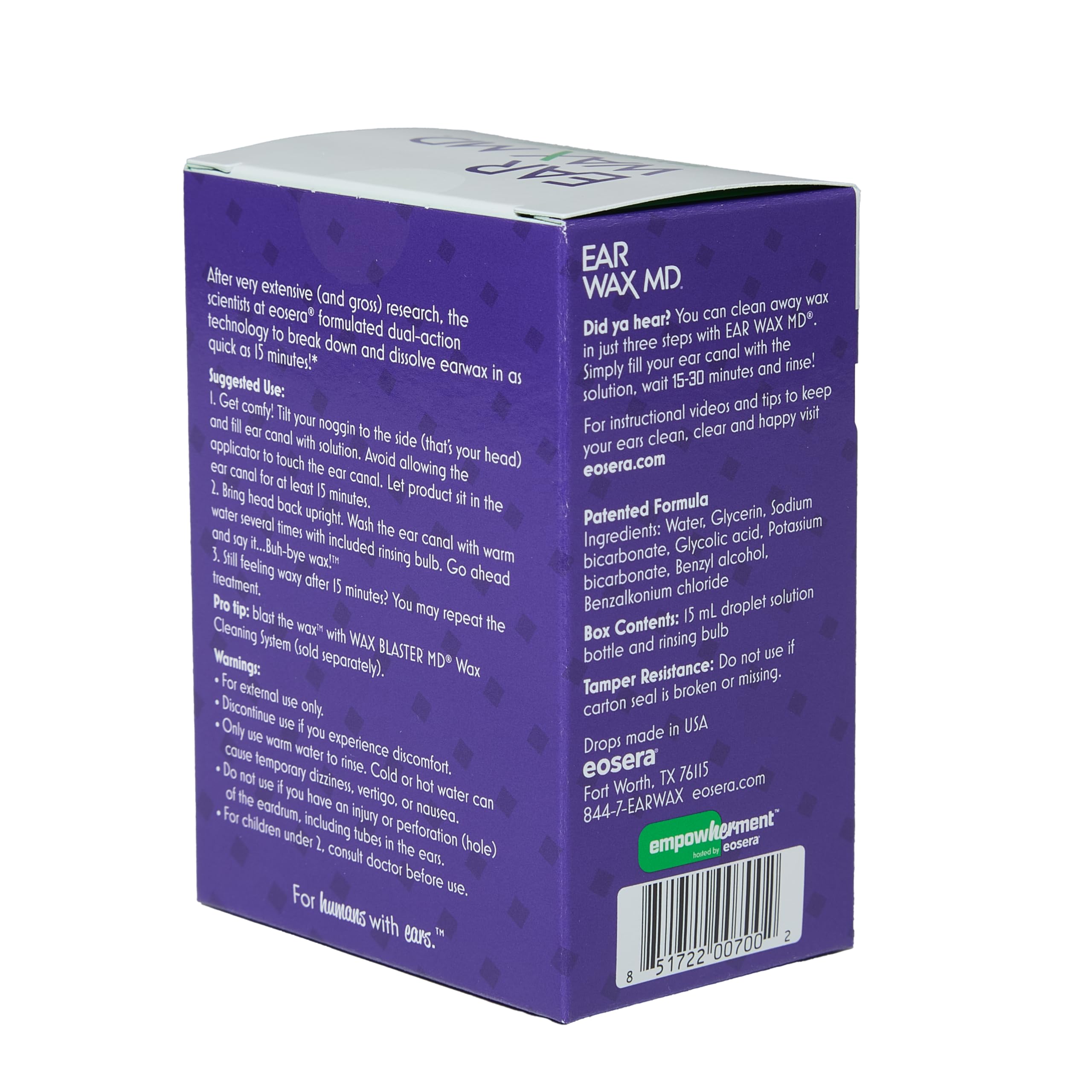 Ear Wax MD no cotton swabs needed for safe cleaning.
