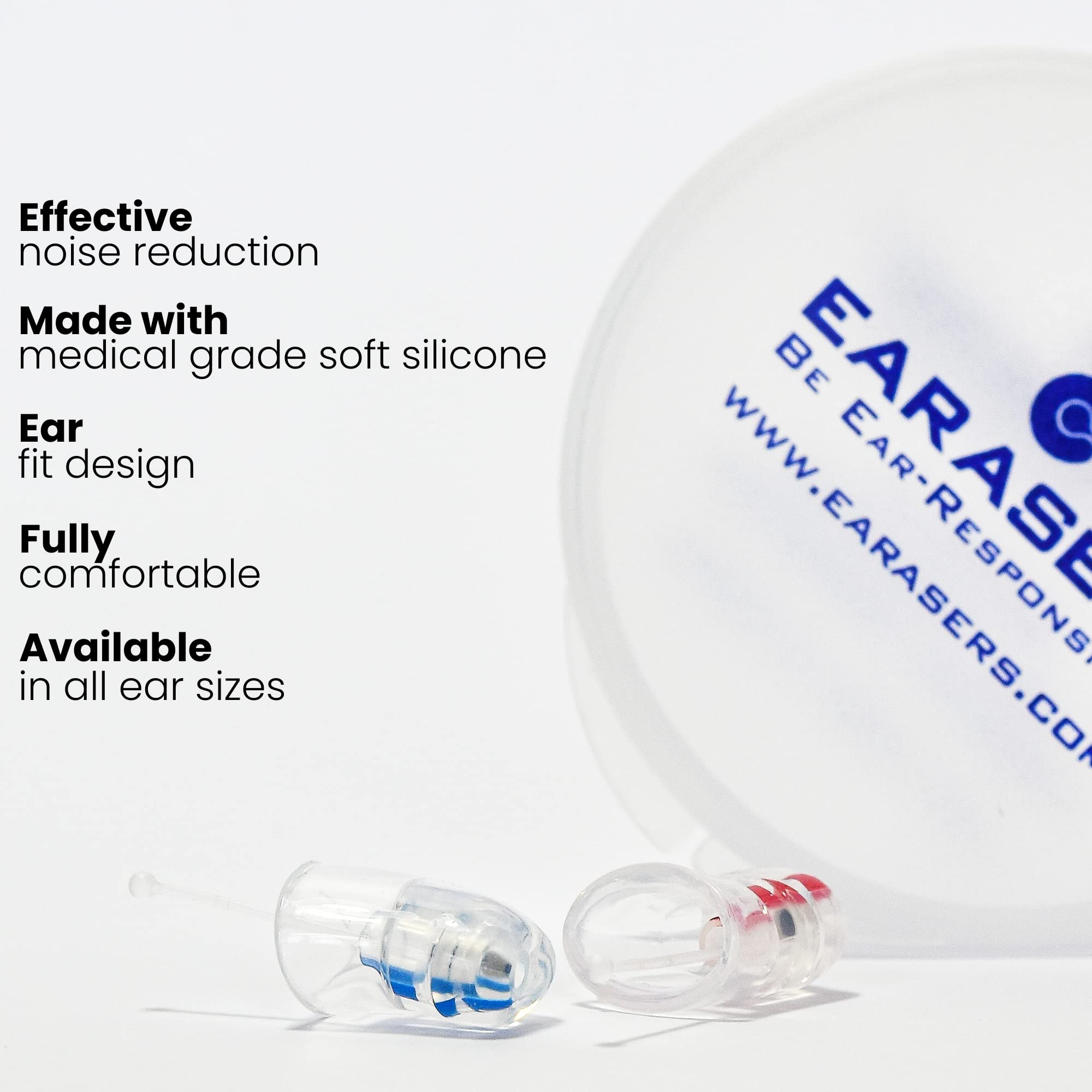 Earplugs packaging showing reusable design for musicians performing live.