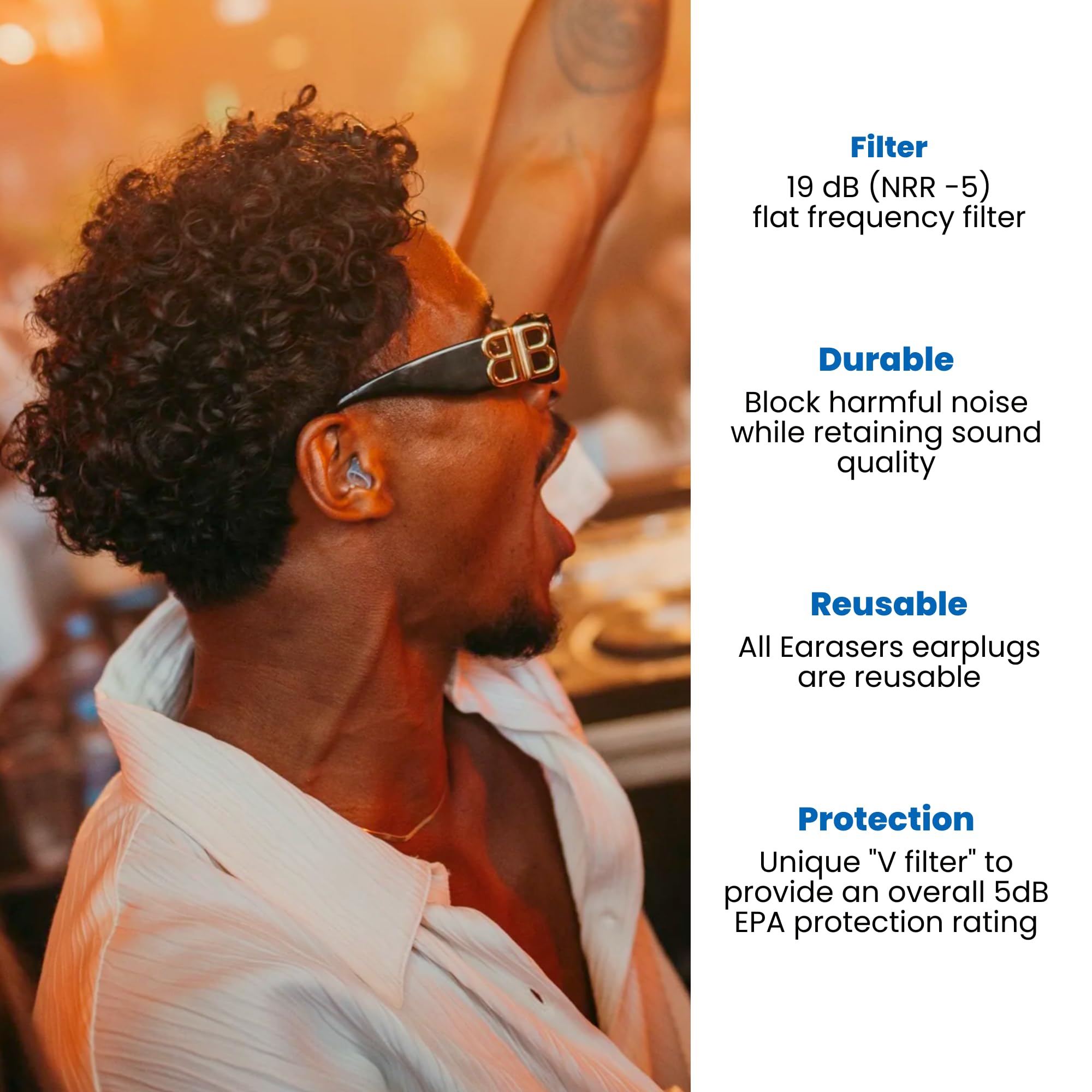 EARasers high-fidelity protection keeps guitar and drum details clear