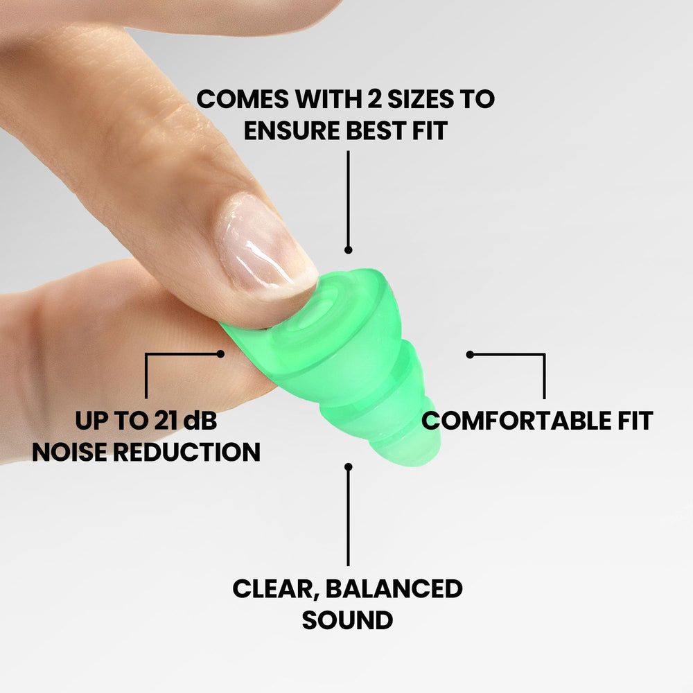 Official packaging preserves earplugs during travel to shows.