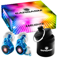 Eargasm Earlights case and light held for portable safety