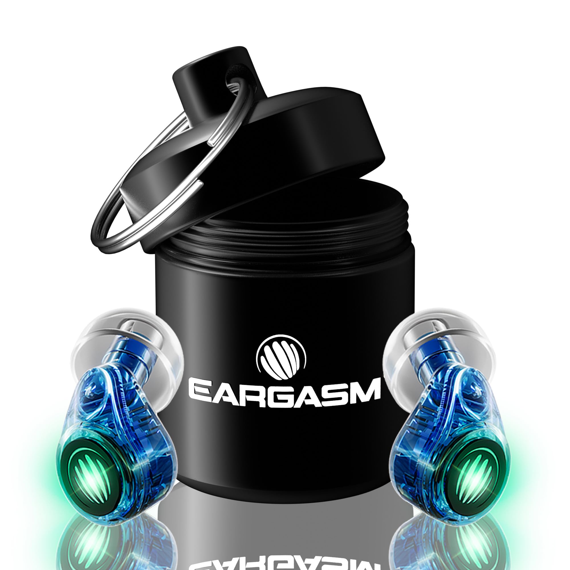 Eargasm Earlights LED earplugs in use, delivering clear sound with levelled loudness