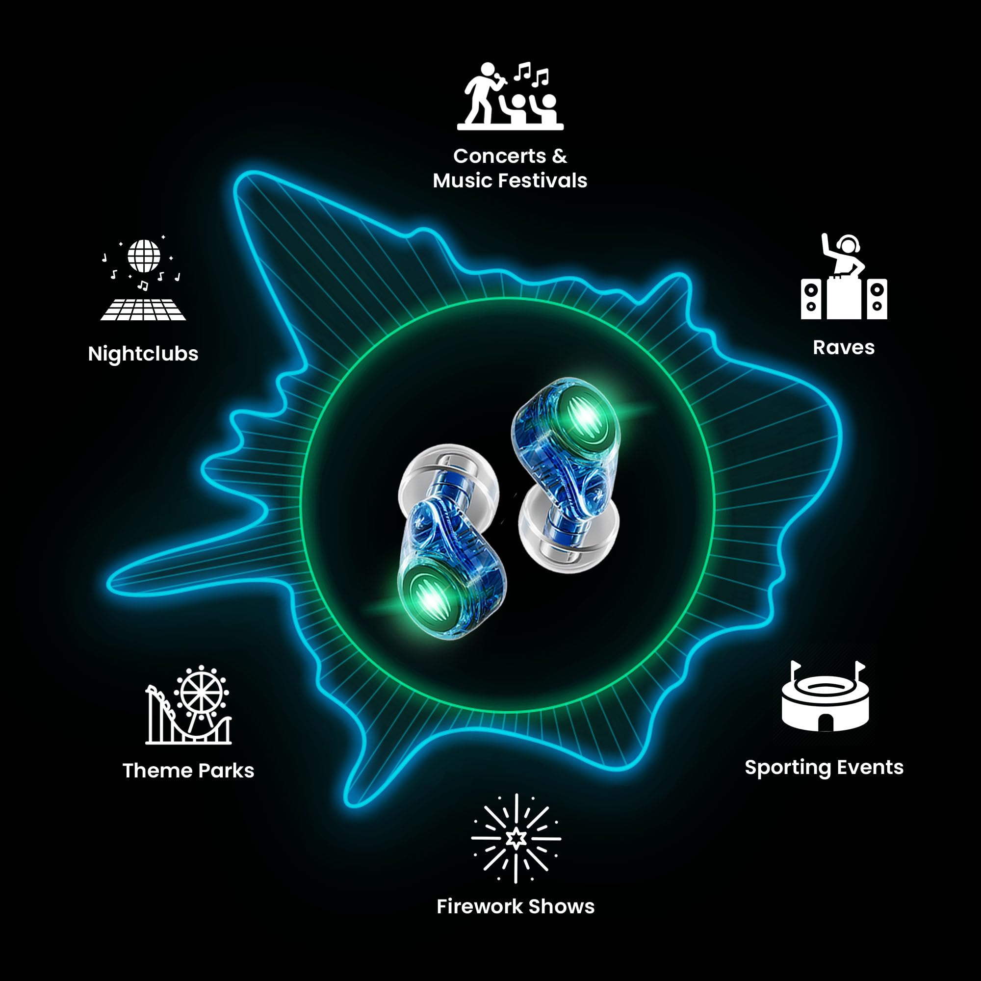 Eargasm Earlights at stadium show balance safe listening with vibrant sound