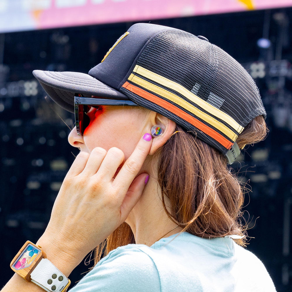 Two-size Eargasm earplugs for a comfortable, secure fit