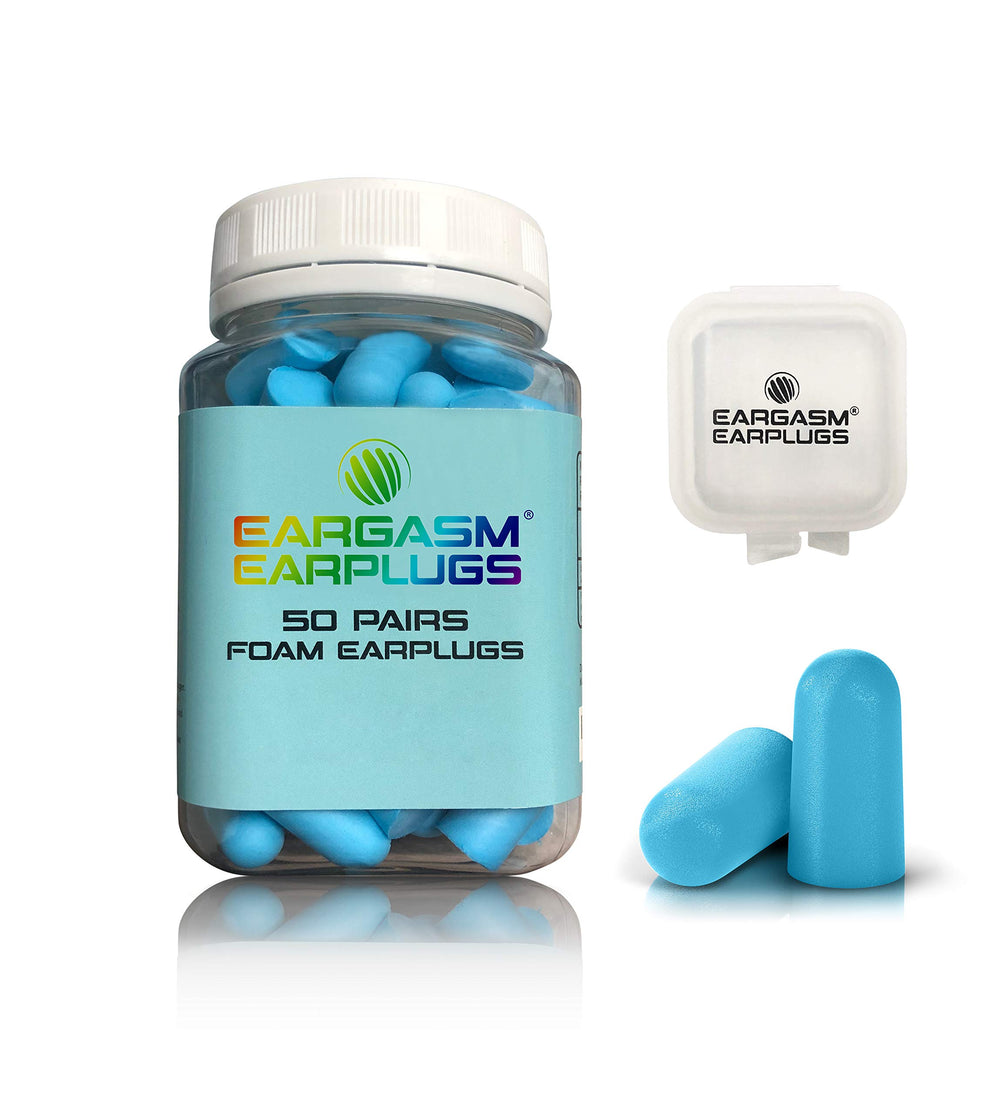 Eargasm Foam Earplugs with 32dB NRR for quieter sleep.