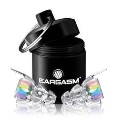 Eargasm high fidelity earplugs with rainbow filters for clear sound at live events